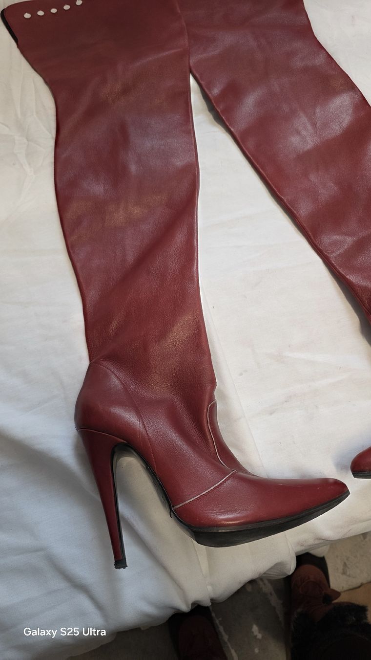Scarpe da uomo: Patrick Cox Leder Overknee Stiefel Rot Gr. 40 – Usato da Hittnau venduto da Beblue33 4
