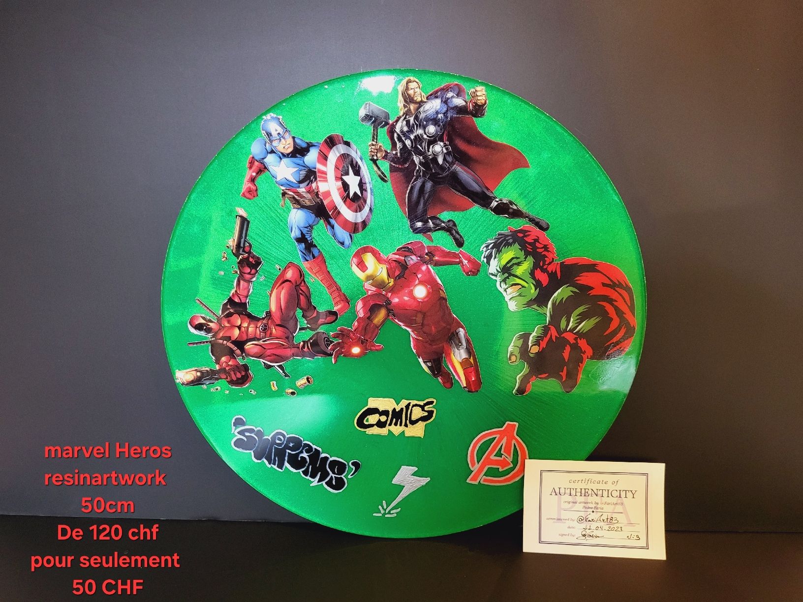 Dipinti: Tableau Marvel Heroes, résine, 50cm, Unique et Coloré! – Nuovo (secondo la descrizione) da Cheseaux-Lausanne venduto da ped_ccj9 1