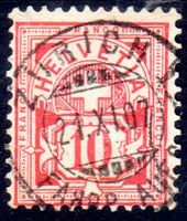 ZÜRICH 1907 WERTZIFFER 10 RP VOLLSTEMPEL - BU146