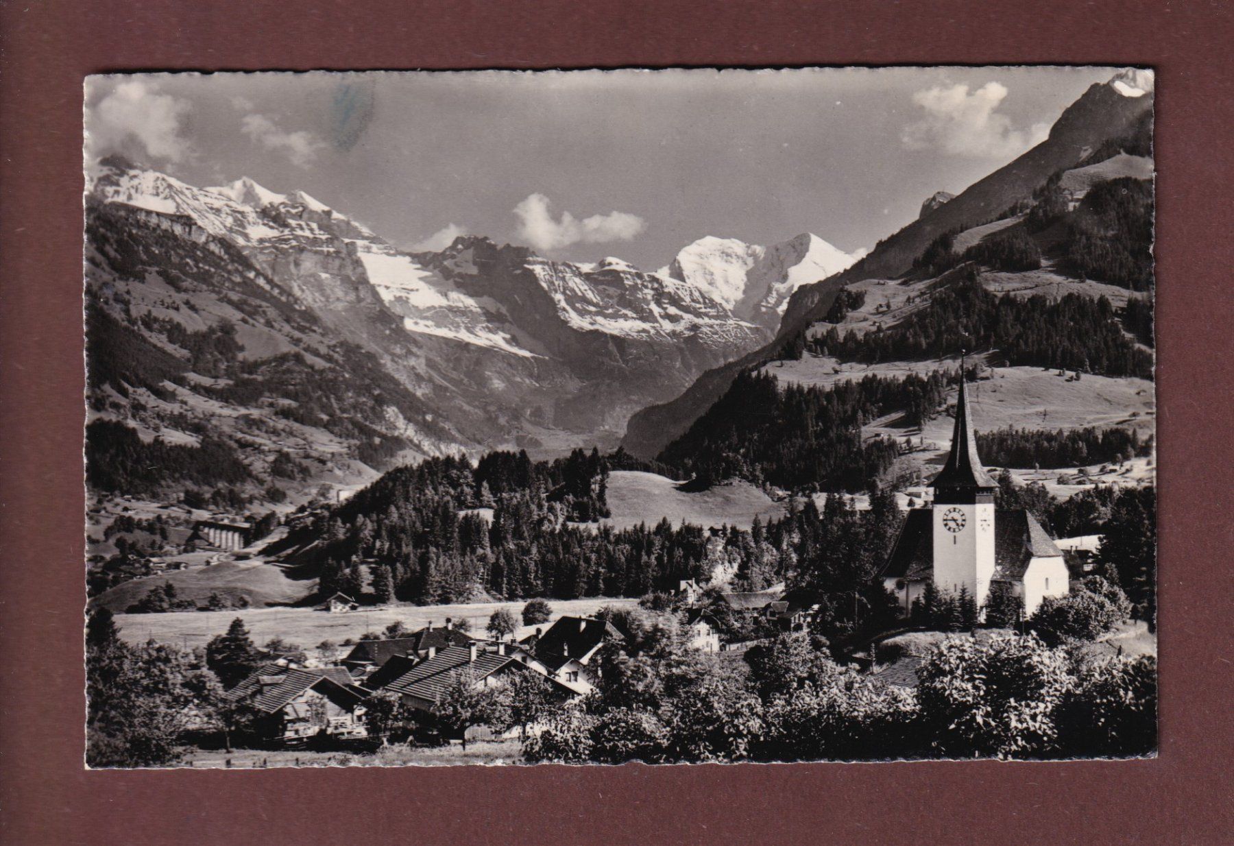 Cartoline postali: FRUTIGEN - Kirche - Doldenhörner - 1951 – Usato da Pully venduto da nicecards-shop