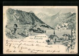 Les Avants, Ortsansicht mit Kirche und B