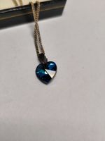Silberkette Swarovski Kristall Herz Blau Byzantium #A8