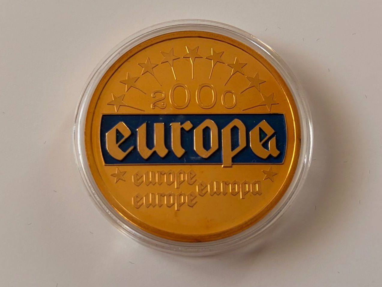 Medaillen: ECU Münze  EUROPA 2000, vergoldet – Neu und originalverpackt aus Adliswil von 0ml4t