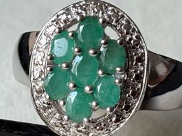 Ring Smaragd, Silber 925, Gr. 60, NEU