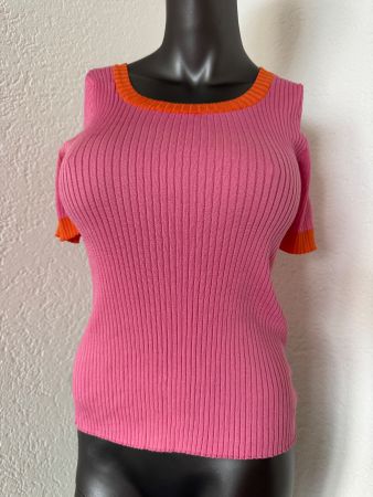 Pink Rosa Strick Top mit Orangen Details Neuwertig Gr M
