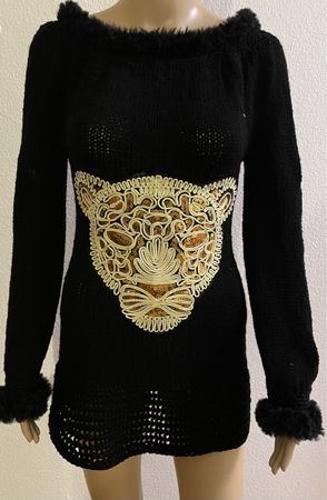 Long Pullover Lion Golden Glitzern ! Neu