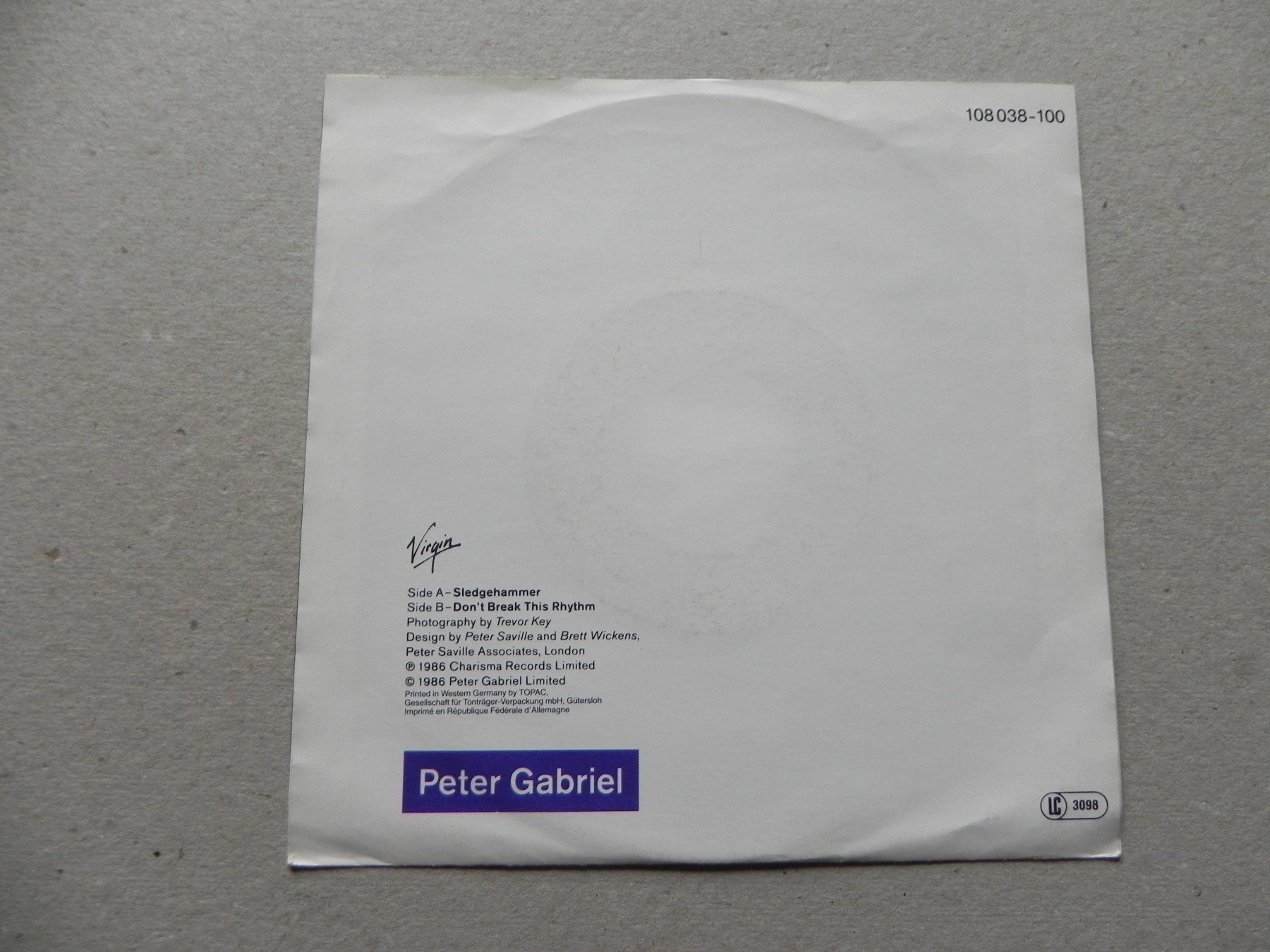 Dischi in vinile: Single 7" Rock Pop Genesis Peter Gabriel 1986 Sledgehammer – Usato da Siebnen venduto da krimsie 1