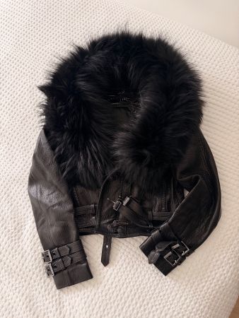 Lederjacke mit Pelzkragen