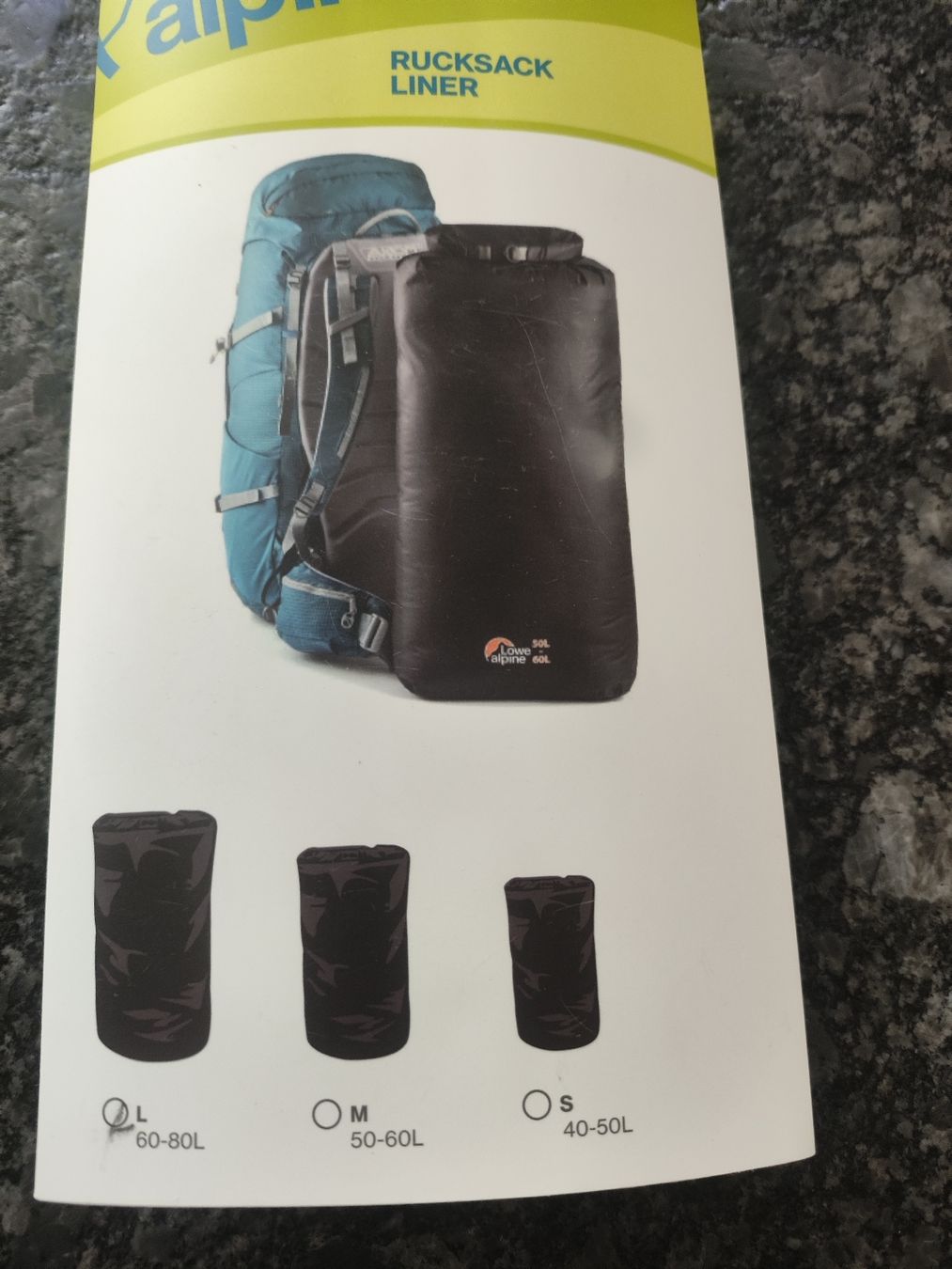 Lowe Alpine Zaini: Lowe Alpine Rucksack Liner - Black - 80 Litre - New! – Nuovo e nell'imballaggio originale da Winterthur venduto da Ajcps 1