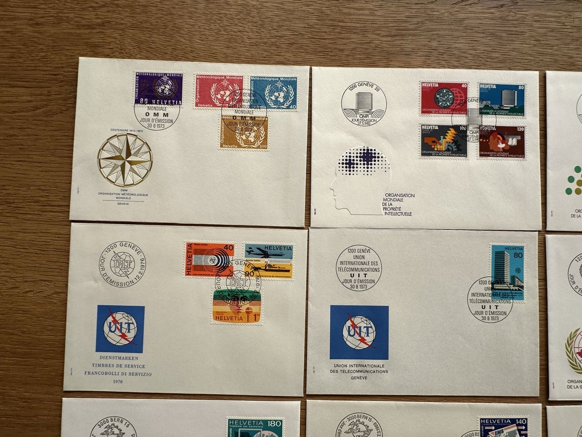 Alle Briefmarken: Schweiz - 19 ÄMTER FDC 1973-1994 komplett  – Gebraucht aus Schmitten / FR von Samsara169 1