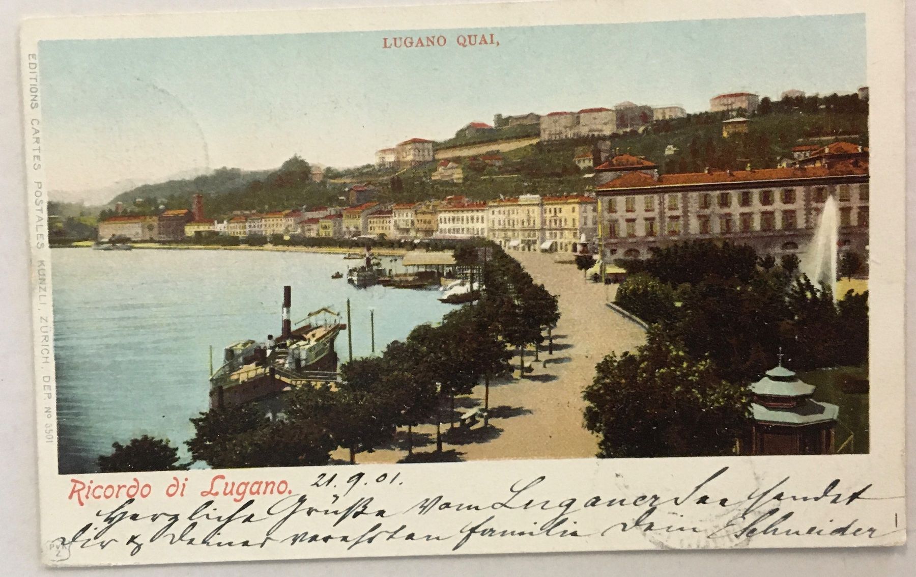 Cartoline postali: Ricordo di Lugano, 1901 – Usato da Frauenfeld venduto da Merk52