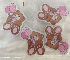 4 Bärchen rosa ohne loch Knöpfe Aufnäher Luftballon OVP