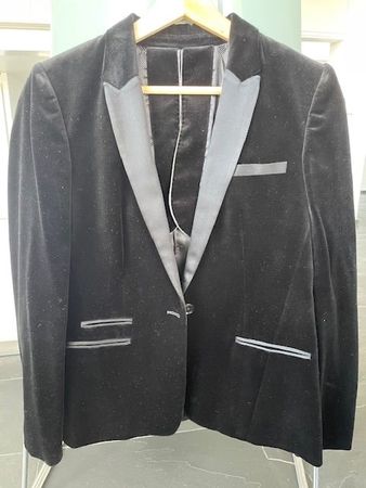Massimo Dutti Samt-Blazer, Schwarz, Grösse 36, Top Zustand