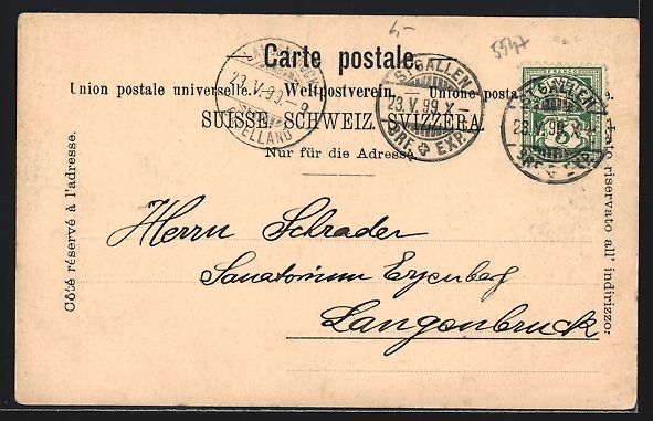 Cartoline postali: St. Gallen, Strassenpartie mit Geschäft – Usato da Berlin venduto da bartko-reher 1
