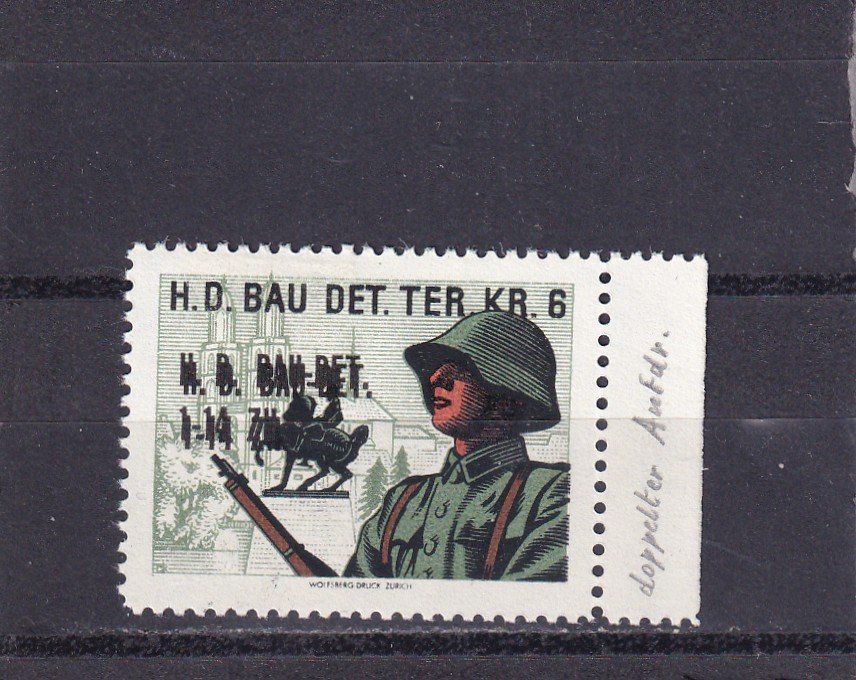 Tutti i francobolli: H.D.Bau Det.Ter.KR.6: Nr. 33 mit Mehrfachaufdruck – Nuovo (secondo la descrizione) da Birsfelden venduto da Sakurajima