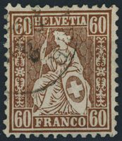 1863 - 60Rp. Sitzende Helvetia - gestempelt