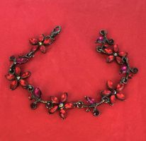 Edelstahl(?)armband Fuchsia, versch. Steine, hübsche Kombi