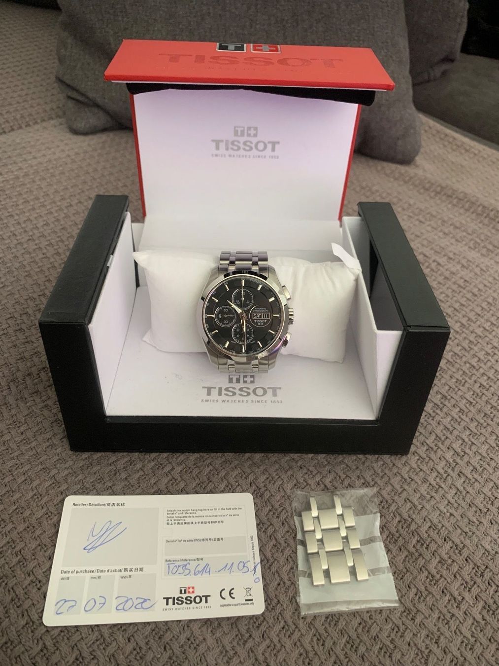 Tissot Orologi: Tissot Couturier Automatic Chronograph A05.H21 – Nuovo e nell'imballaggio originale da Tuggen venduto da Kawest0