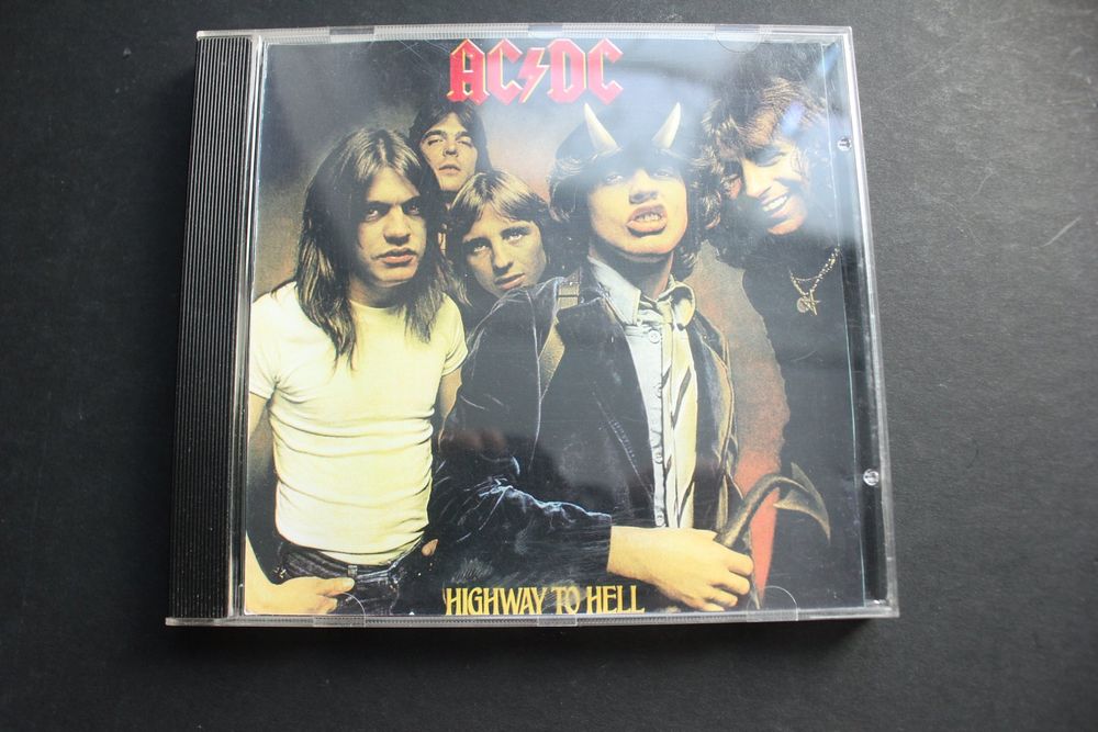 Miroir Vintage ACDC Pochette Highway To Hell 1979 - Noir Et Blanc - Cadre Marron