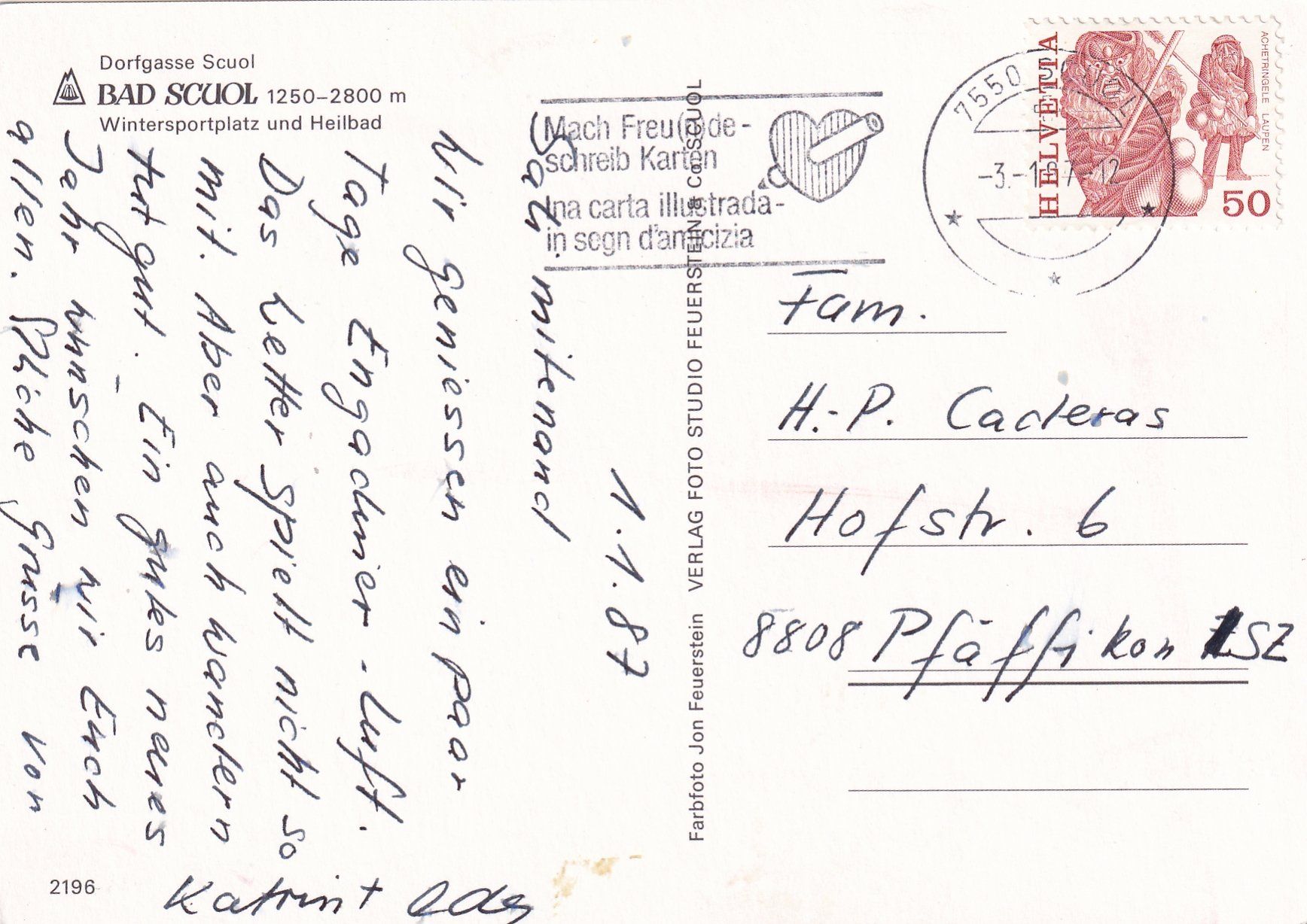 Cartoline postali: Scuol - Dorfgasse /ay – Usato da Hombrechtikon venduto da Rudolf07 1