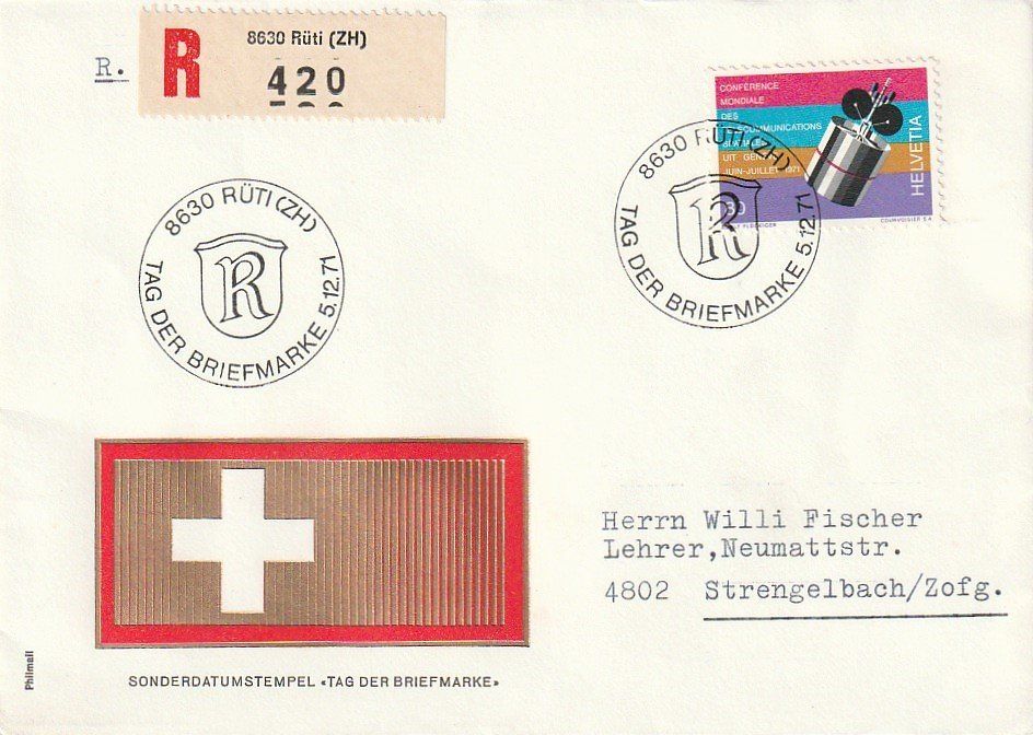 Tutti i francobolli: Tag der Briefmarke 1971 Rüti,  Umschlag – Usato da Aarburg venduto da Aare10
