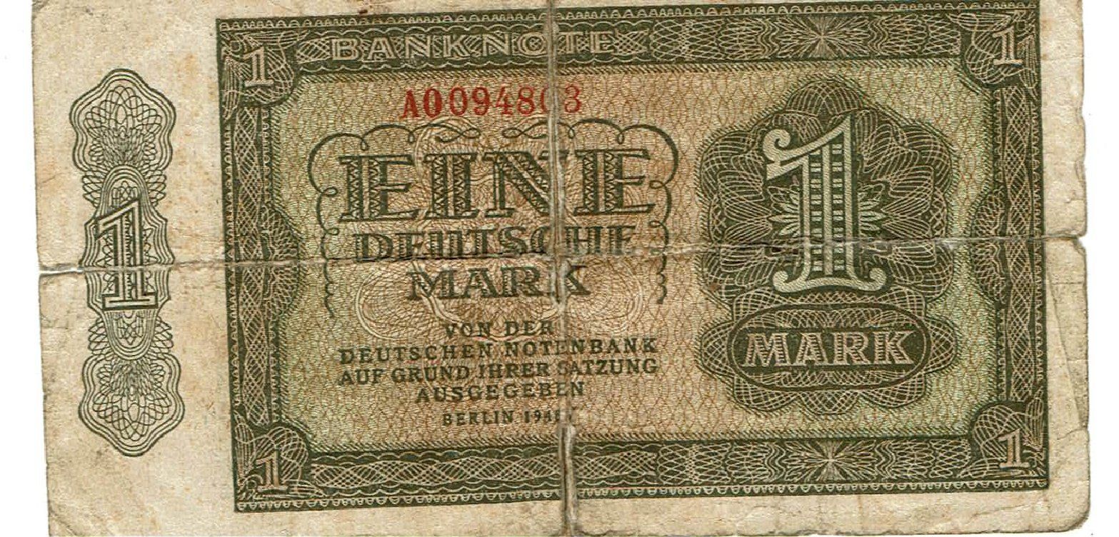 Banconote: Berlin 1 Deutsche Mark 1948 SS – Usato da Steffisburg venduto da ber_8htf