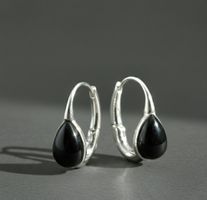 Silber 925 Creolen mit OnyxTropfenform - NEU