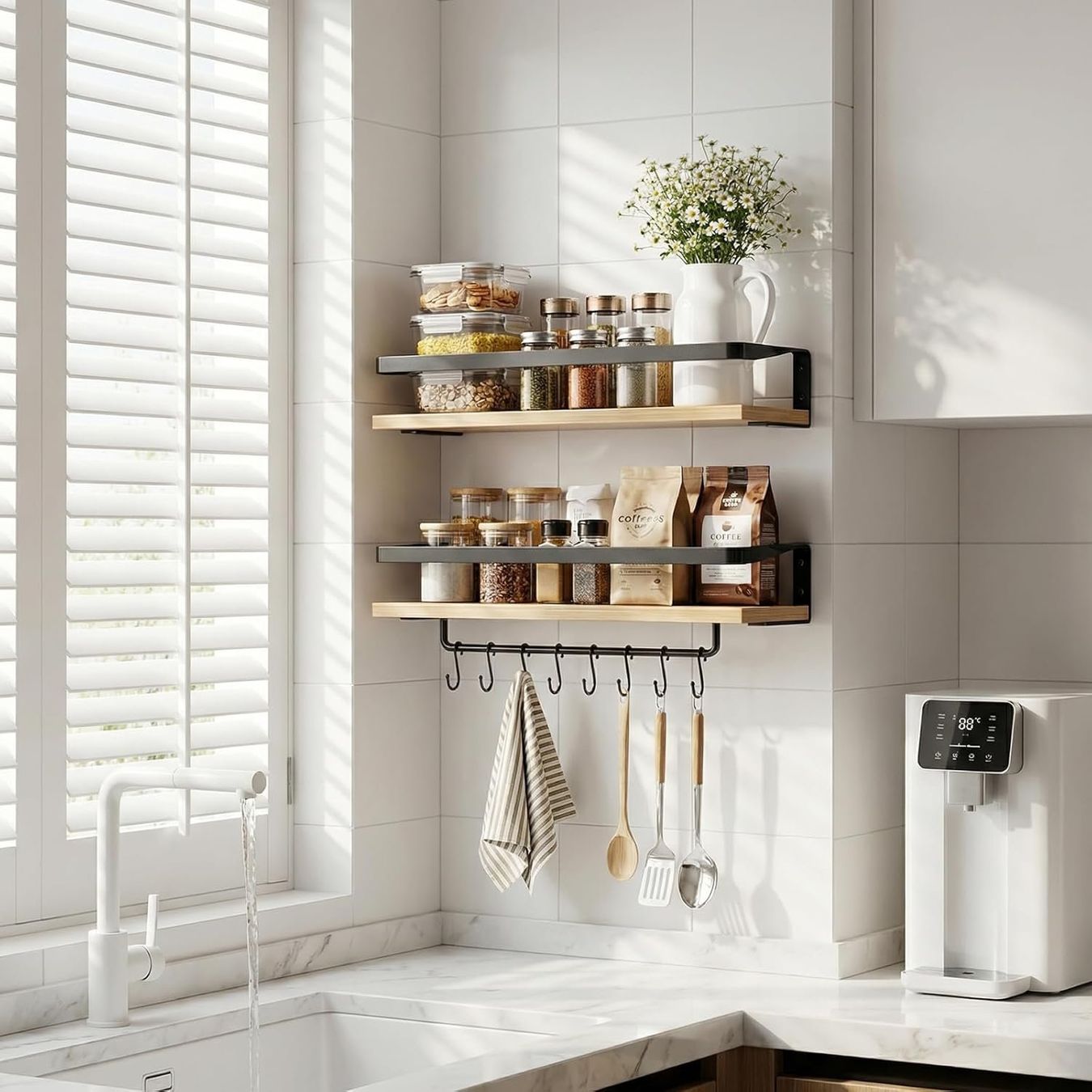 Scaffali: Wandregal Holz 2er Set mit Handtuchhalter braun – Nuovo e nell'imballaggio originale da Dietikon venduto da Abverkauf10 5