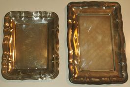 2 kleine Silbertabletts Set Chippendale Vintage