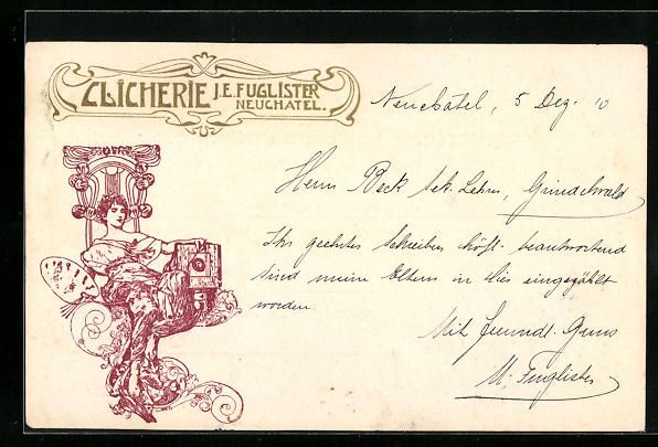 Cartoline postali: Litho Neuchatel, Clicherie J. E. Fuglist – Usato da Berlin venduto da bartko-reher