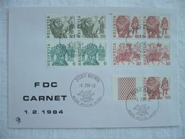 1984 FDC aus Markenheftchen, waagrechte Paare