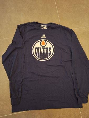 Adidas Edmonton Oilers NHL Shirt Size L Hockey Long Sleeve