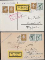 1929 zwei Luftpost PK ab Frankfurt Mischfrankatur Top ab 1.-