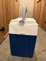Glacière portable bleue et blanche, état occasion