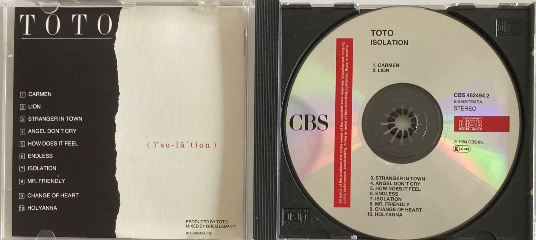 CD: TOTO - ISOLATION – Usato da Poliez-Pittet venduto da Newtown-Records 2