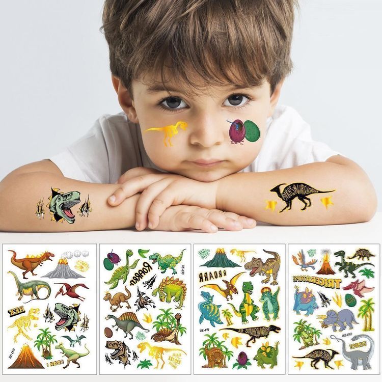 Tatouages Temporaires Dinosaures Pour Enfants - Lot De 10 Feuilles - Imperméable