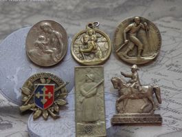 6 insignes/médailles anciens Sport-Tir-Militaire-Historique