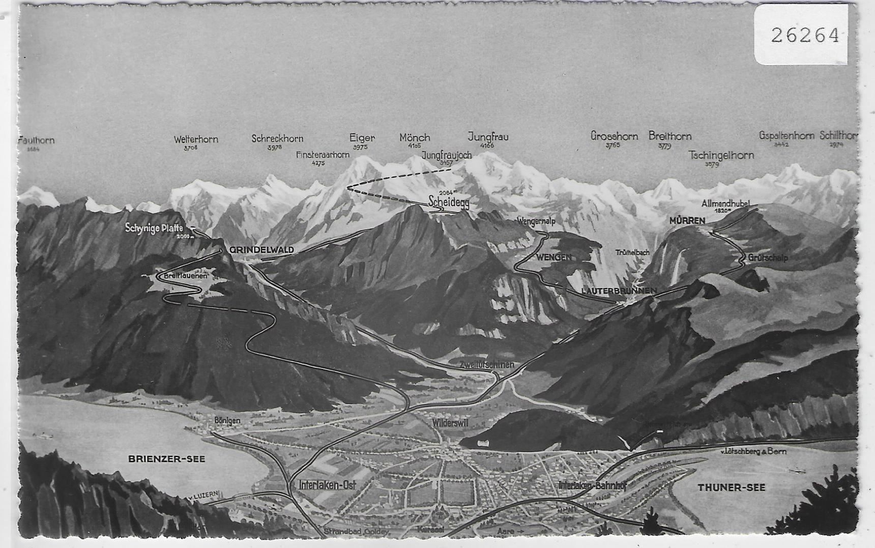 Cartoline postali: Interlaken - Brienzersee - Panorama – Usato da Ettingen venduto da Kartenplanet