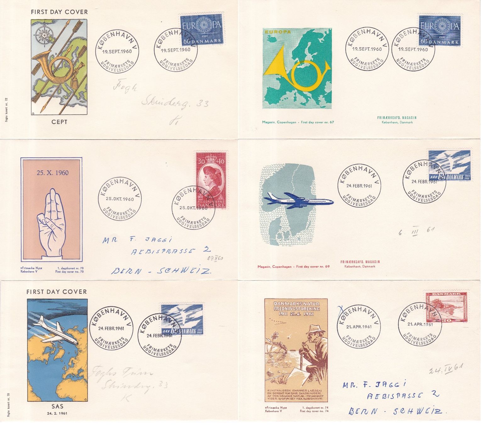 Tutti i francobolli: 54 Stk. FDCs, 1.Tagsbriefe "Dänemark" ab 1947 – Usato da Münchwilen AG venduto da Nesar 4