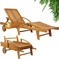 Sonnenliege Holz klappbar wetterfest Räder 160kg