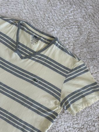 T-shirt Lacoste jaune rayé gris - Taille 4/M