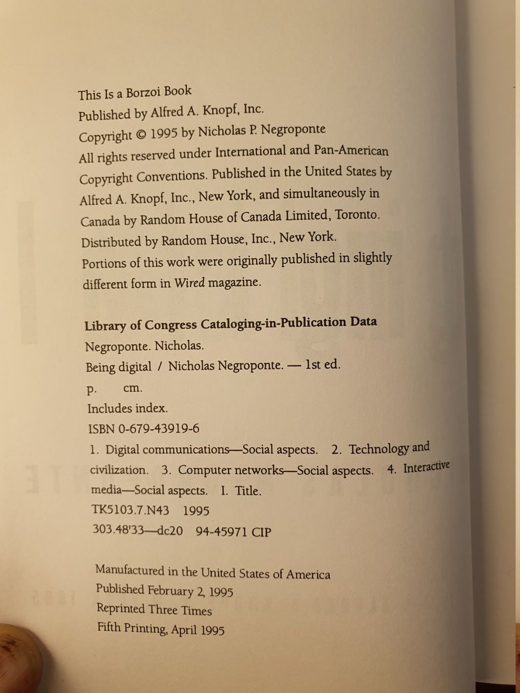 Libri: Being Digital - Nicholas Negroponte – Usato da Zürich venduto da loosebone 3