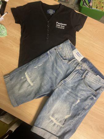 Poolman Shirt Gr. S & H&M Jeans Shorts Gr. 29 Top Zustand