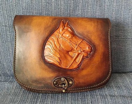 Neue Echtleder Reiter-Schultertasche