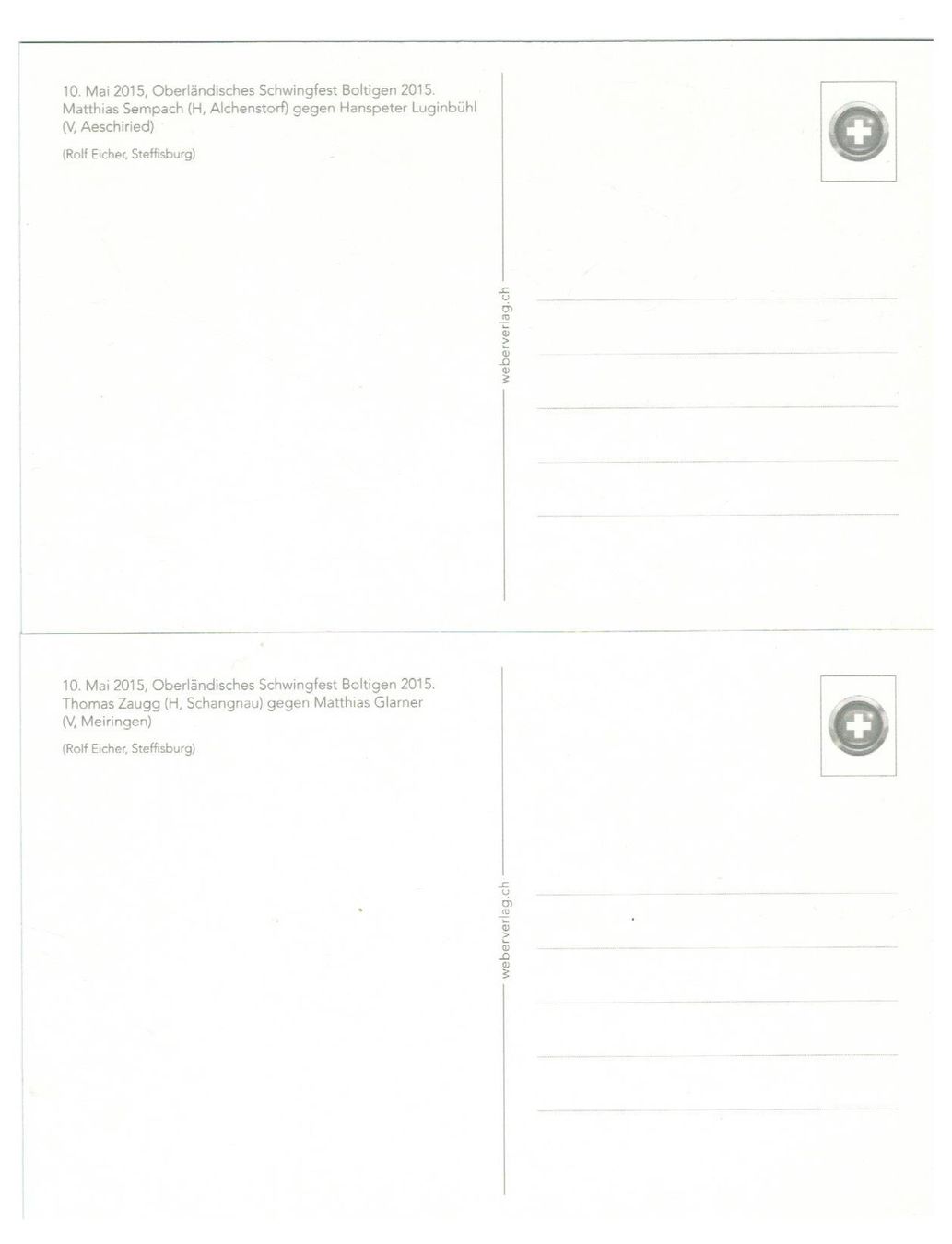 Cartoline postali: 2 AK Schwingfest Boltigen 2015 – Usato da Zürich venduto da tol_b7c7 1