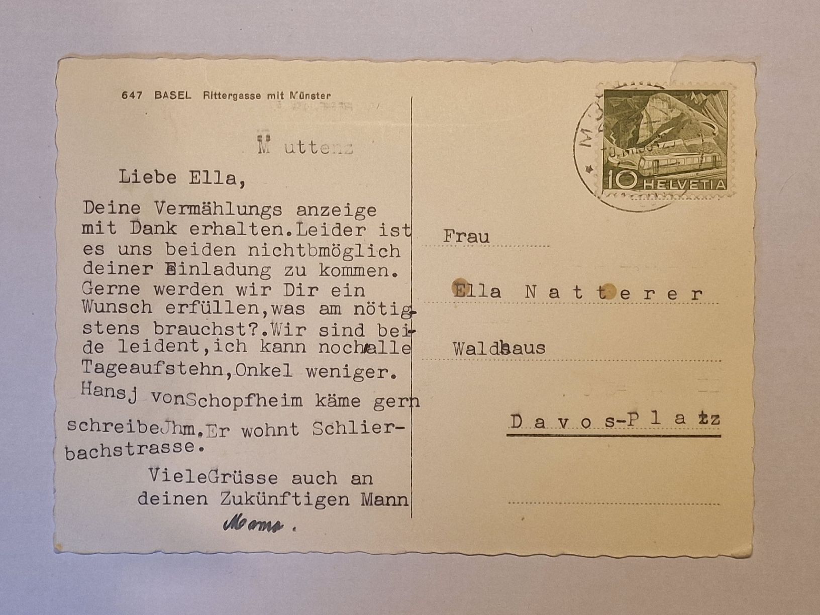 Cartoline postali: Basel  Rittergasse mit Münster – Usato da Rüegsauschachen venduto da Hbru 1