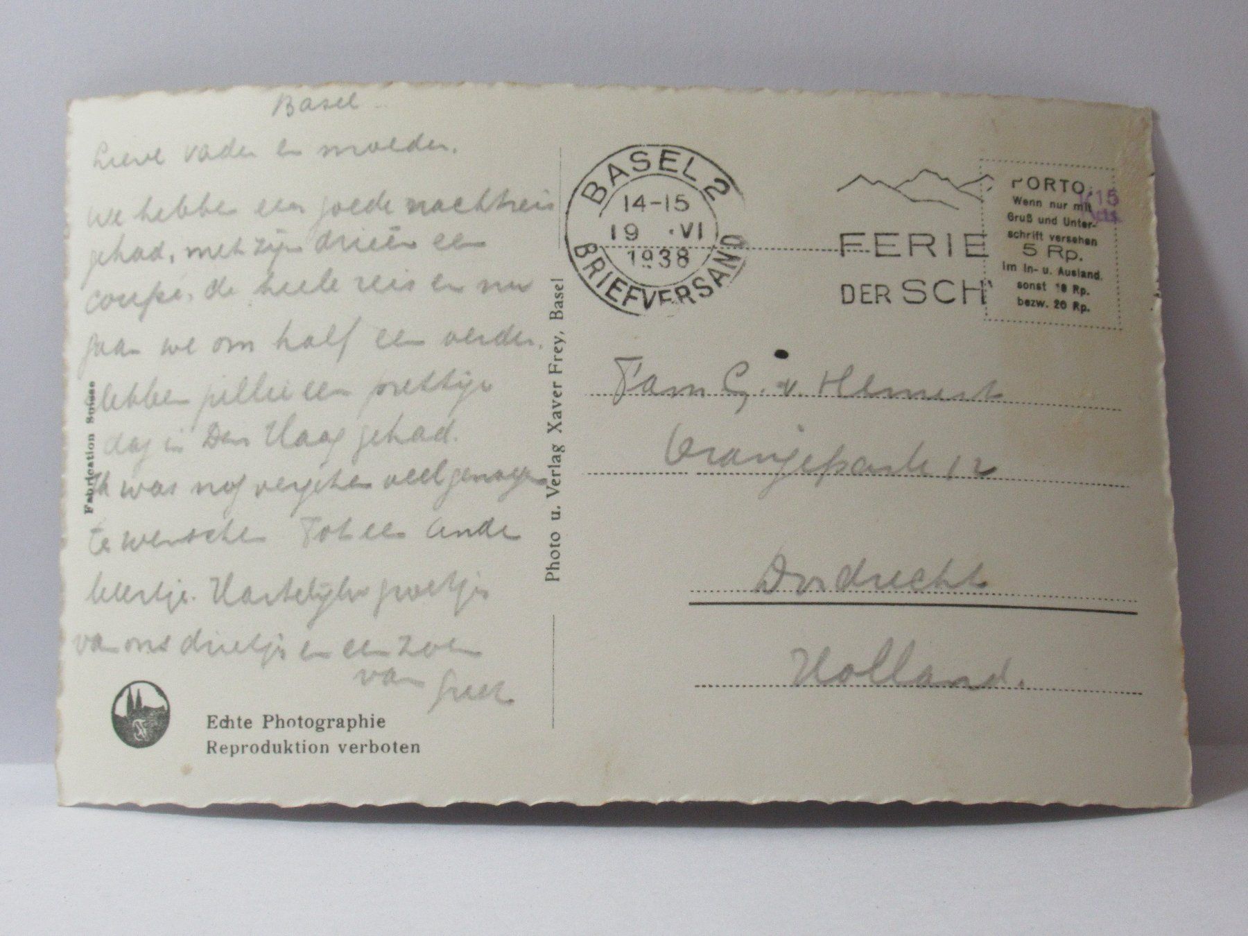 Ansichtskarten: Basel , Bahnhofplatz , Strassburgerdenkmal , Hotel  1938 – Gebraucht aus Grenchen von Bluemchen1900 1