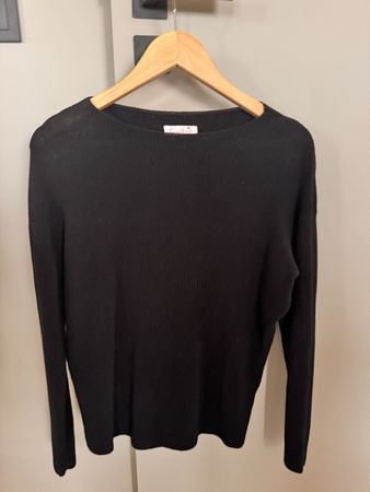 Handknit Bio Baumwolle Pullover schwarz Gr. XS Damen 