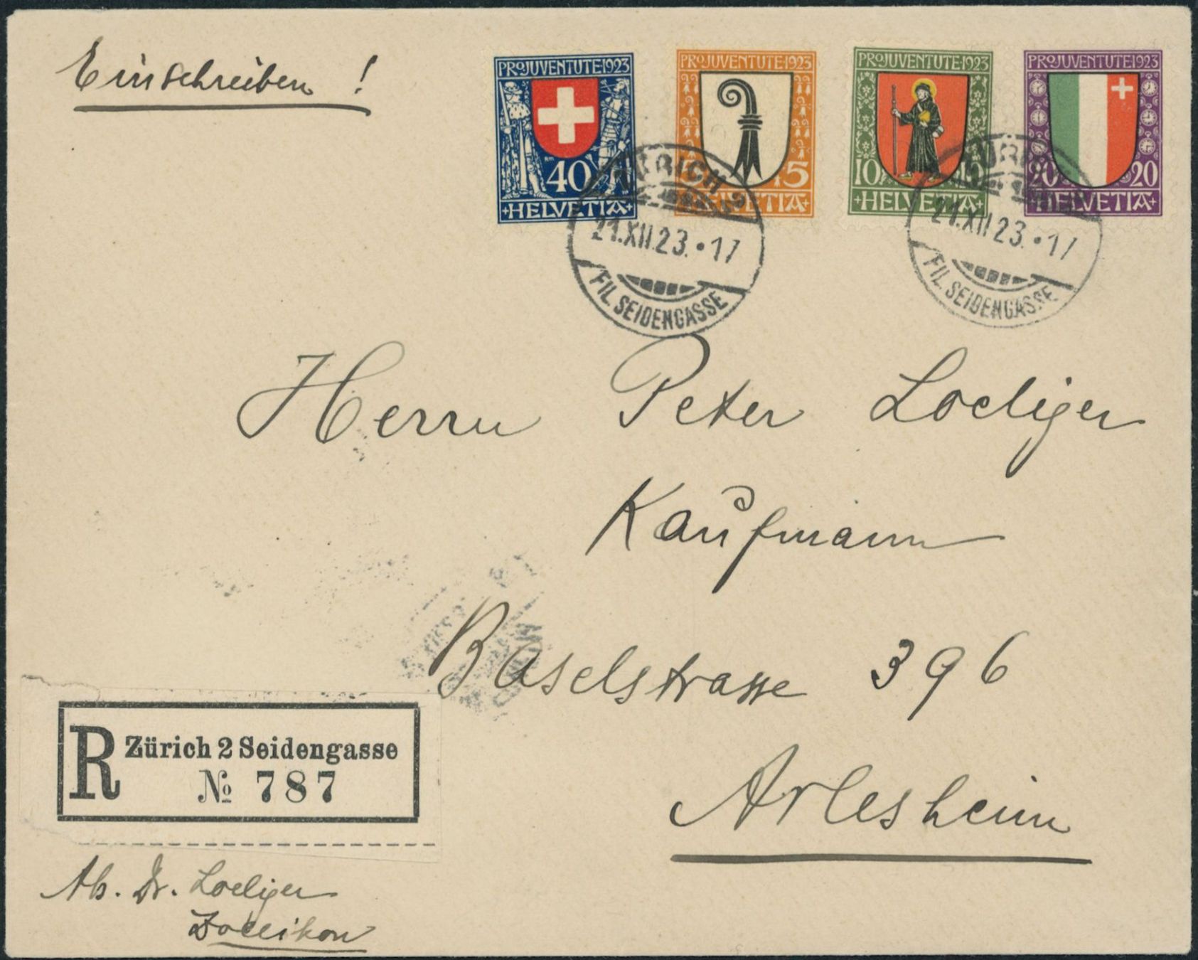 Tutti i francobolli: 1923 - Pro Juventute - Satzbrief – Usato da Schindellegi venduto da leecollect