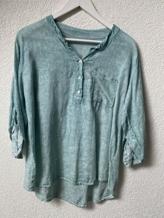 Sommerliche Leinenbluse, türkis ca. Gr. L